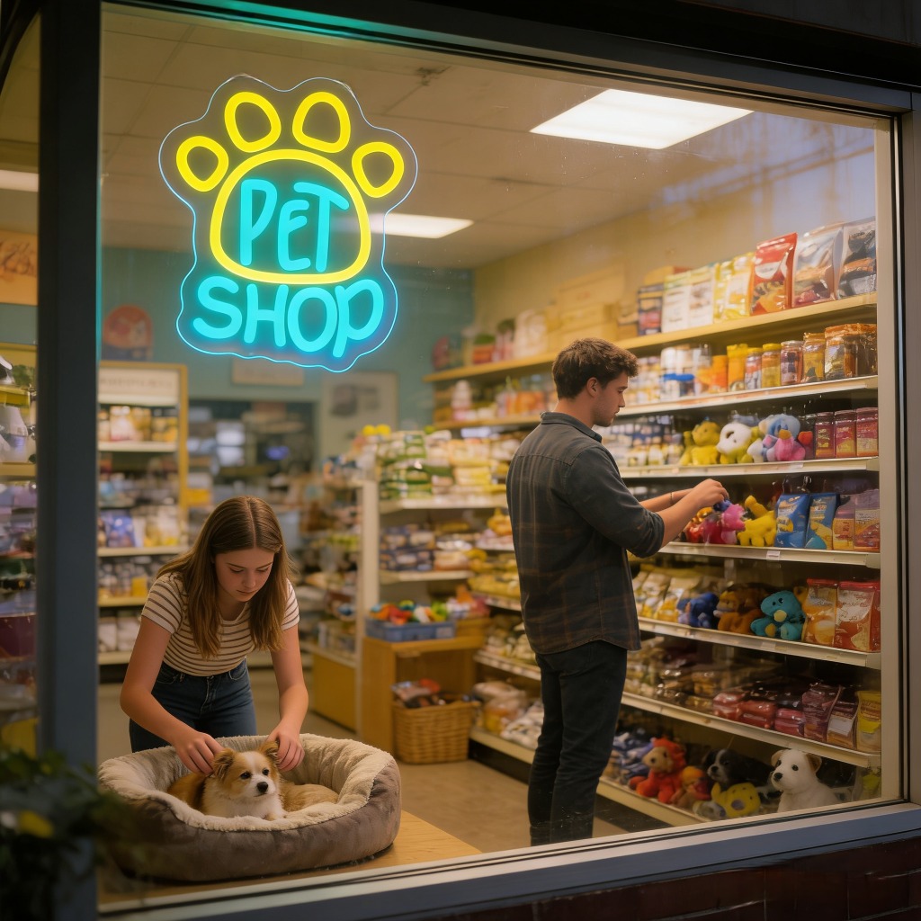 Pet Shop Neon Sign LED Wall Ar - Commercial Window Printing review and price