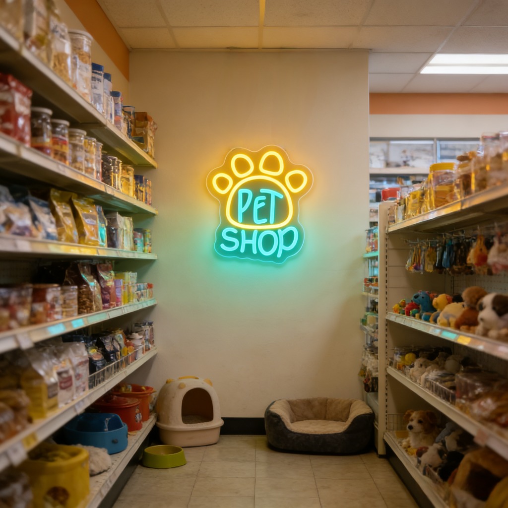 Pet Shop Neon Sign LED Wall Ar - Commercial Window Printing review and price